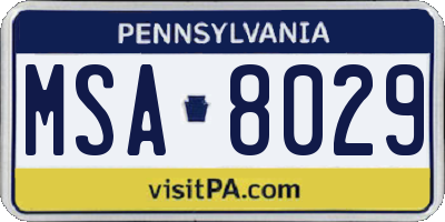 PA license plate MSA8029