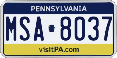 PA license plate MSA8037