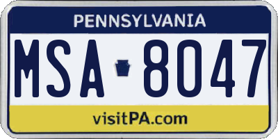 PA license plate MSA8047