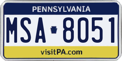 PA license plate MSA8051