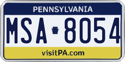 PA license plate MSA8054