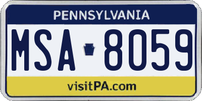 PA license plate MSA8059