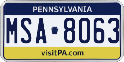PA license plate MSA8063