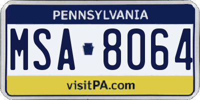 PA license plate MSA8064