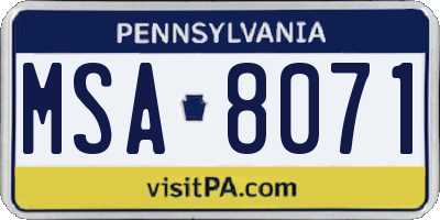 PA license plate MSA8071