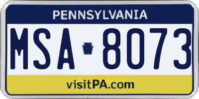 PA license plate MSA8073