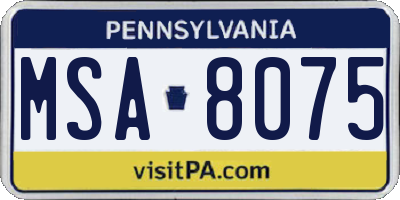 PA license plate MSA8075