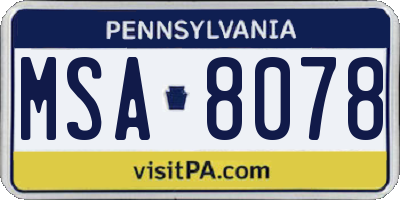PA license plate MSA8078
