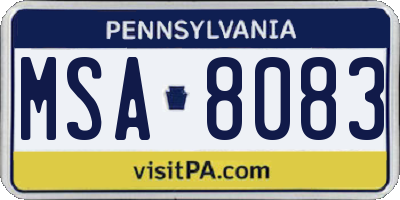 PA license plate MSA8083