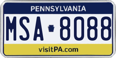 PA license plate MSA8088