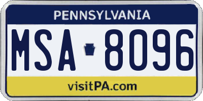 PA license plate MSA8096