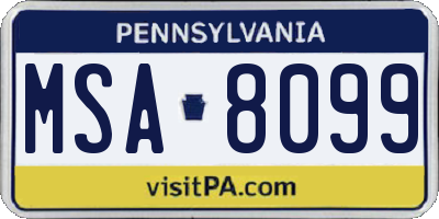 PA license plate MSA8099