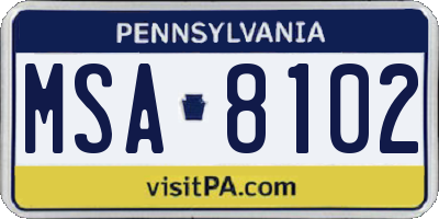 PA license plate MSA8102