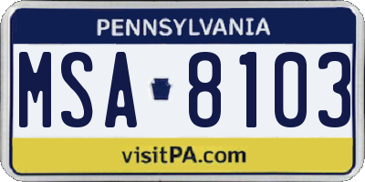 PA license plate MSA8103