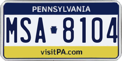PA license plate MSA8104