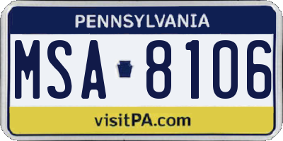PA license plate MSA8106