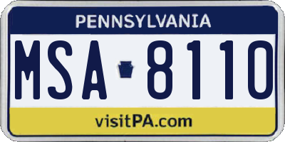 PA license plate MSA8110