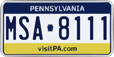 PA license plate MSA8111