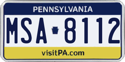 PA license plate MSA8112