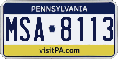 PA license plate MSA8113