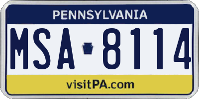 PA license plate MSA8114
