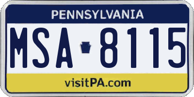 PA license plate MSA8115