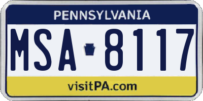 PA license plate MSA8117