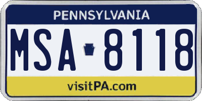 PA license plate MSA8118