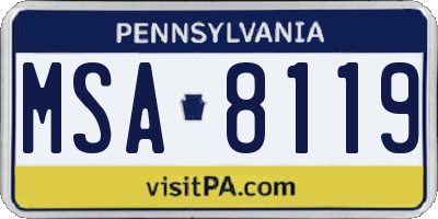PA license plate MSA8119