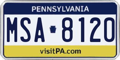 PA license plate MSA8120