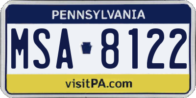 PA license plate MSA8122