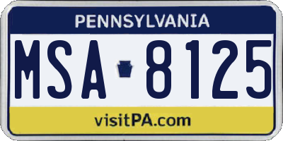 PA license plate MSA8125