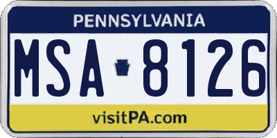 PA license plate MSA8126