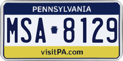 PA license plate MSA8129