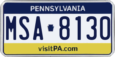 PA license plate MSA8130