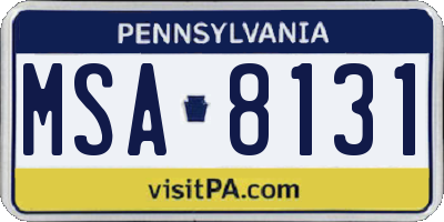 PA license plate MSA8131