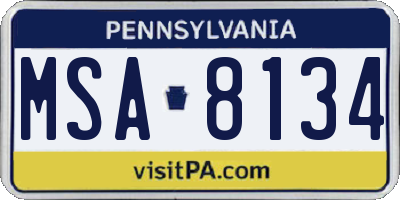 PA license plate MSA8134