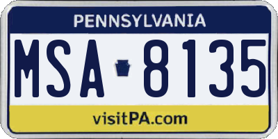 PA license plate MSA8135
