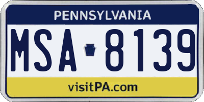 PA license plate MSA8139