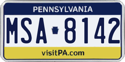 PA license plate MSA8142