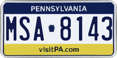 PA license plate MSA8143