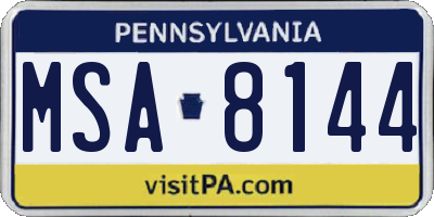 PA license plate MSA8144