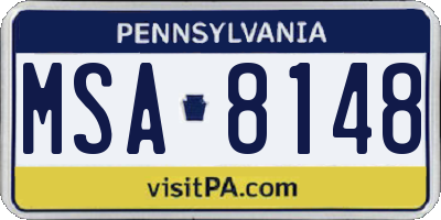 PA license plate MSA8148