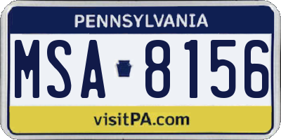 PA license plate MSA8156