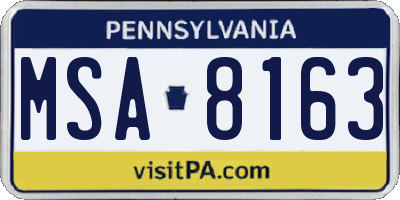 PA license plate MSA8163