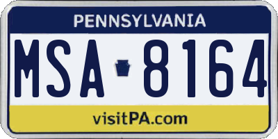 PA license plate MSA8164