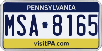 PA license plate MSA8165