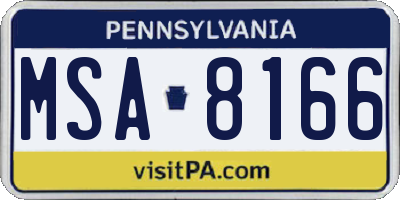 PA license plate MSA8166
