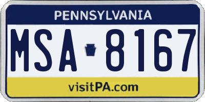 PA license plate MSA8167
