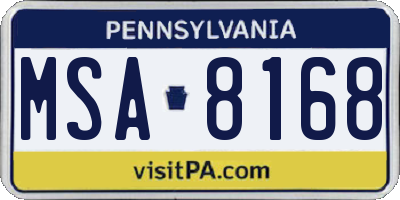PA license plate MSA8168